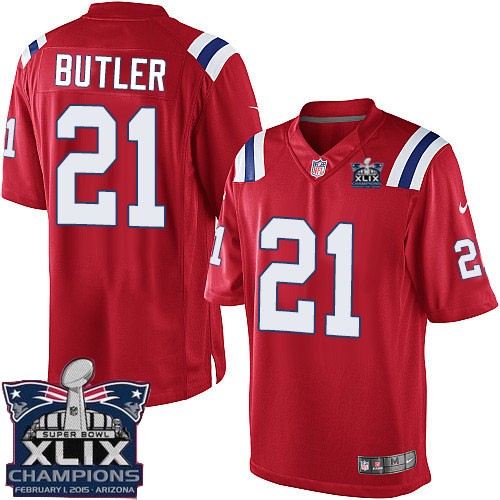 Youth Elite Malcolm Butler Super Bowl XLIX Champions Nike Jersey Red Alternate - #21 NFL New England Patriots